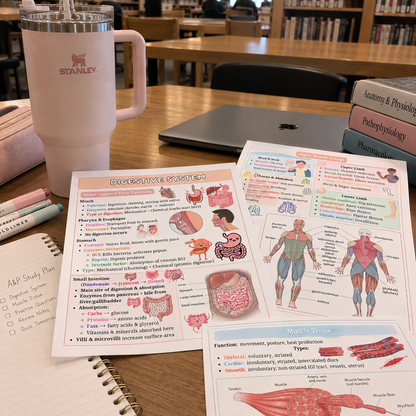 Nursing student using the Anatomy & Physiology PDF study guide on a tablet